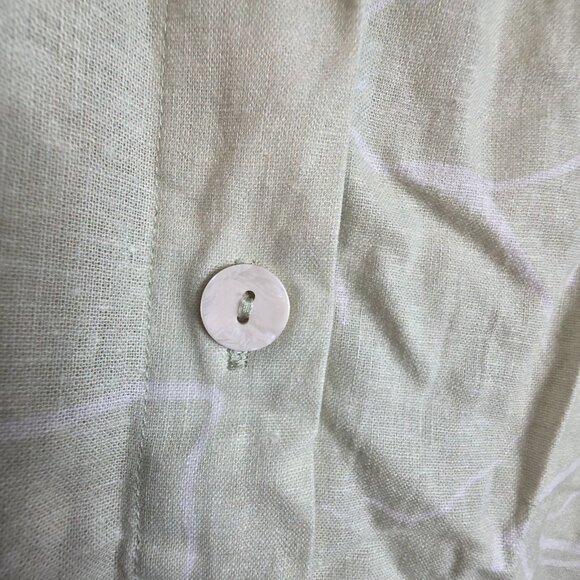 🔴 Charlie Holiday Shirt Linen Blend Womens Small Green Casual Oversized Floral - Picture 8 of 16